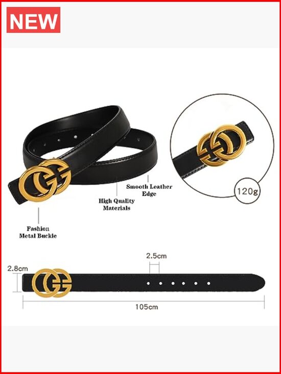 Classic Metal Buckle Faux Leather Belt for Jeans and Dresses main image 4
